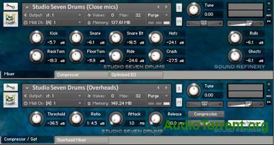 Studio Seven Drums - сэмплерная библиотека акустических барабанов для Kontakt